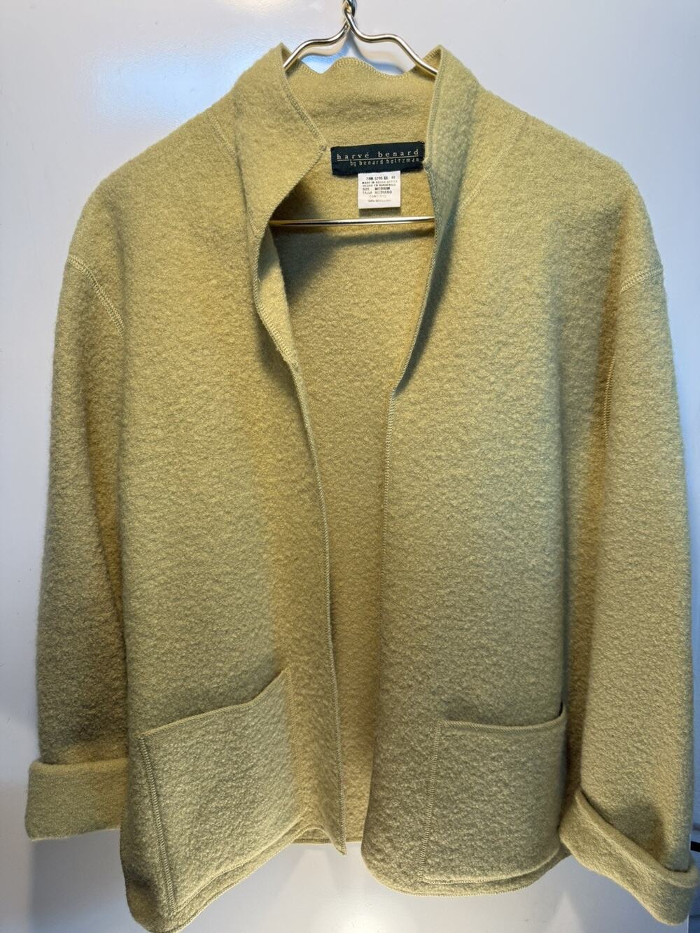 Harve Benard Long Sleeves 100% Wool Collared Jacket Women’s Medium Lagenlook Art